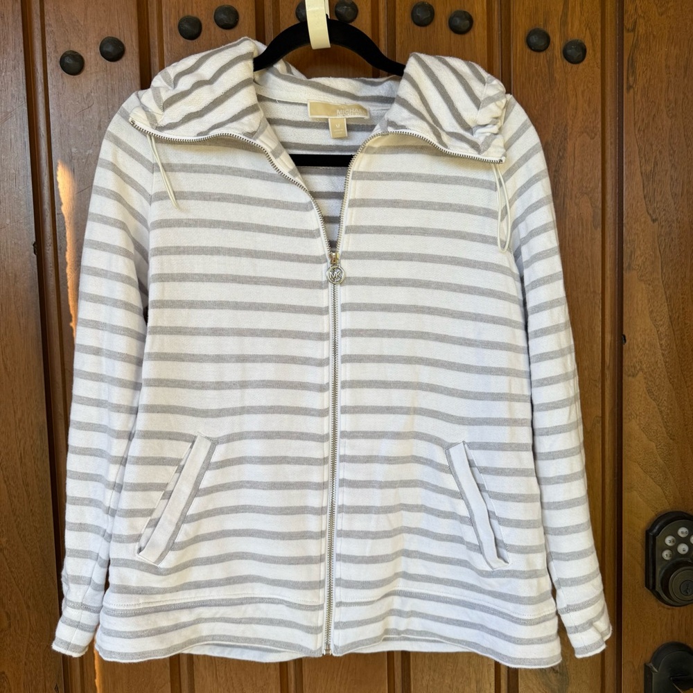 Michael Kors, Medium Striped Gray Women's Jacket